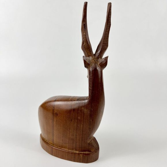 Hand Carved Wood Antelope Gazelle MCM Vtg Grace Charisma Charm Spirit Animal - Picture 4 of 10